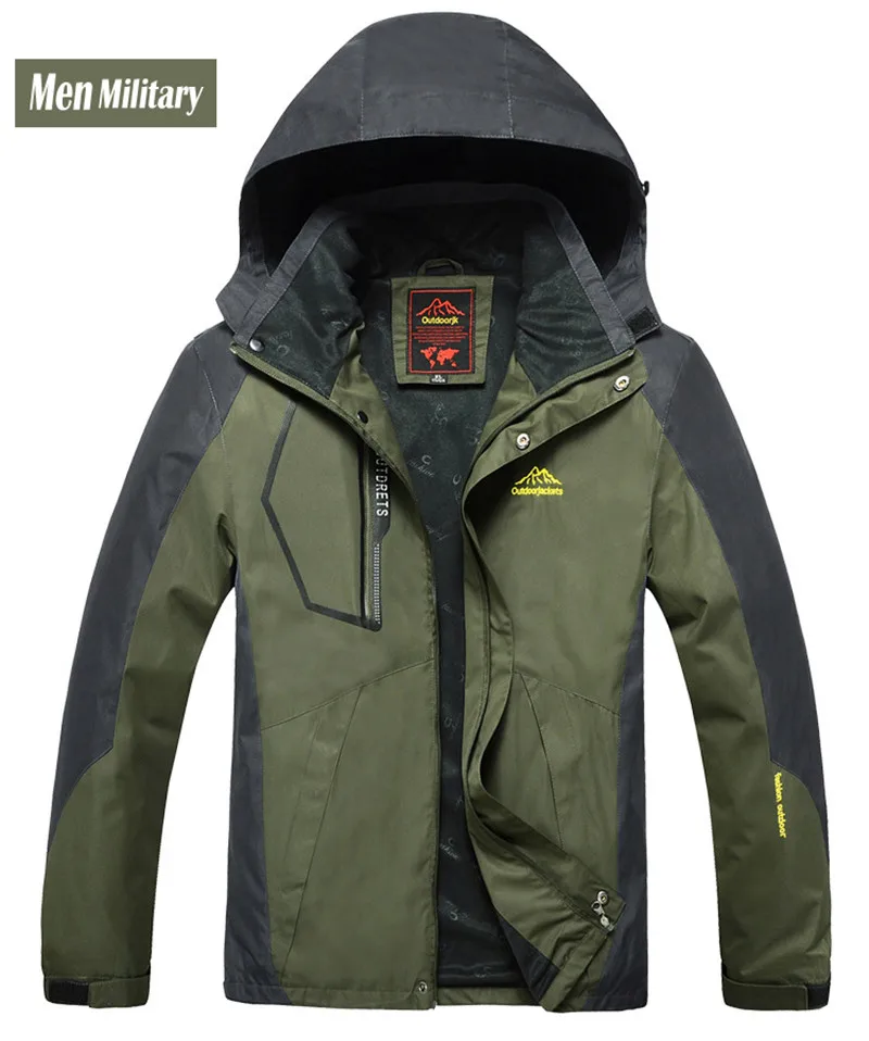 men military Жутко и boror Демисезонный верхняя одежда с капюшоном manteau Весте Homme куртка мужчины женщины Водонепроницаемый ветровка человек пальто размер M~ 6XL, 7XL, 8XL - Цвет: men military