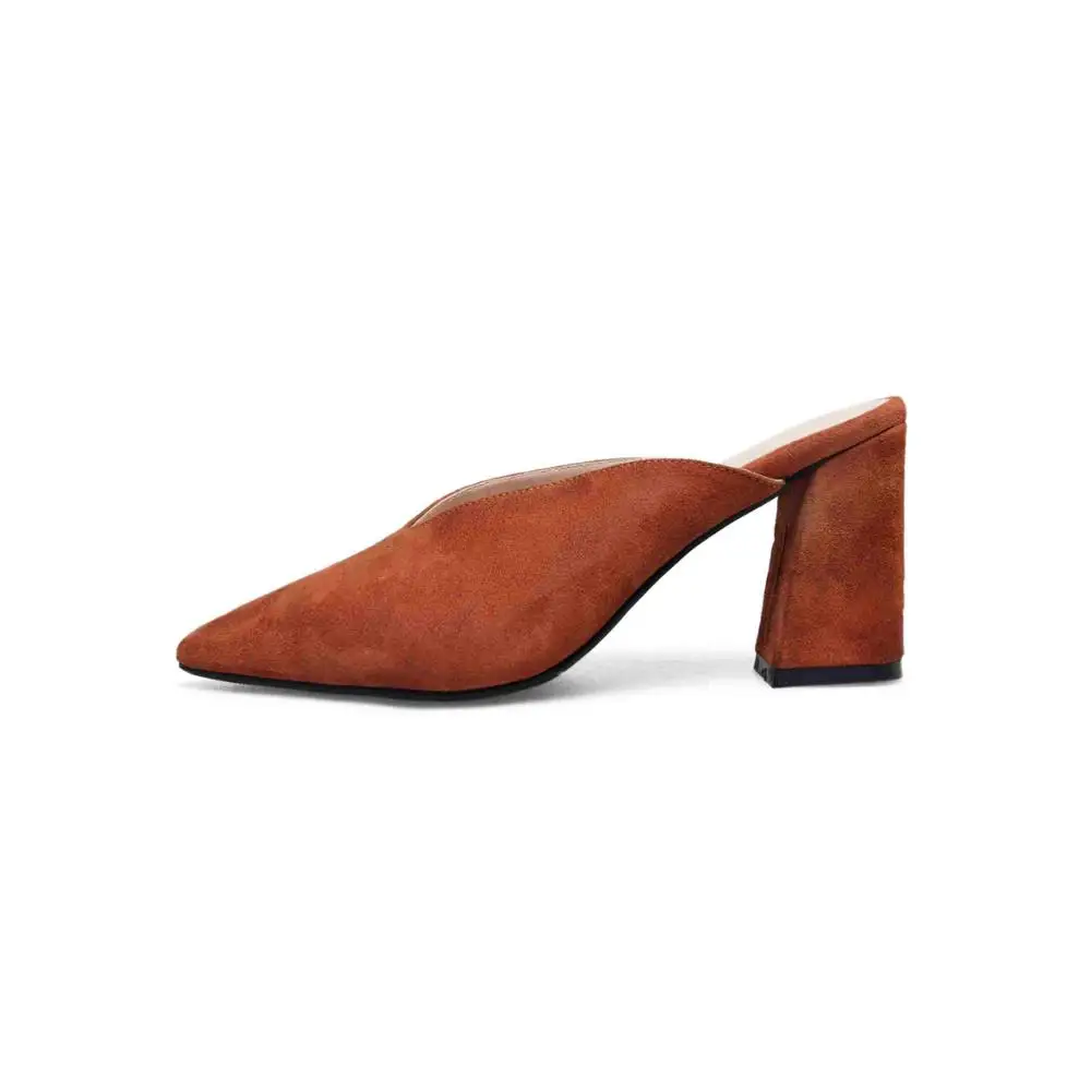 red Новое поступление Высокое уличный стиль из овечьей замши Slingback без шнуровки острый носок и высокий каблук Марка лаконичной Шлёпанцы элегантные туфли-лодочки L6f1 - Цвет: red
