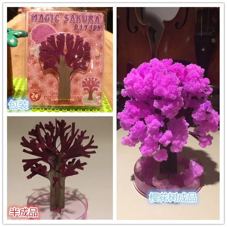 1pcs the magic growth tree magic growing paper sakura 12 12cm 50g funny kids gift science