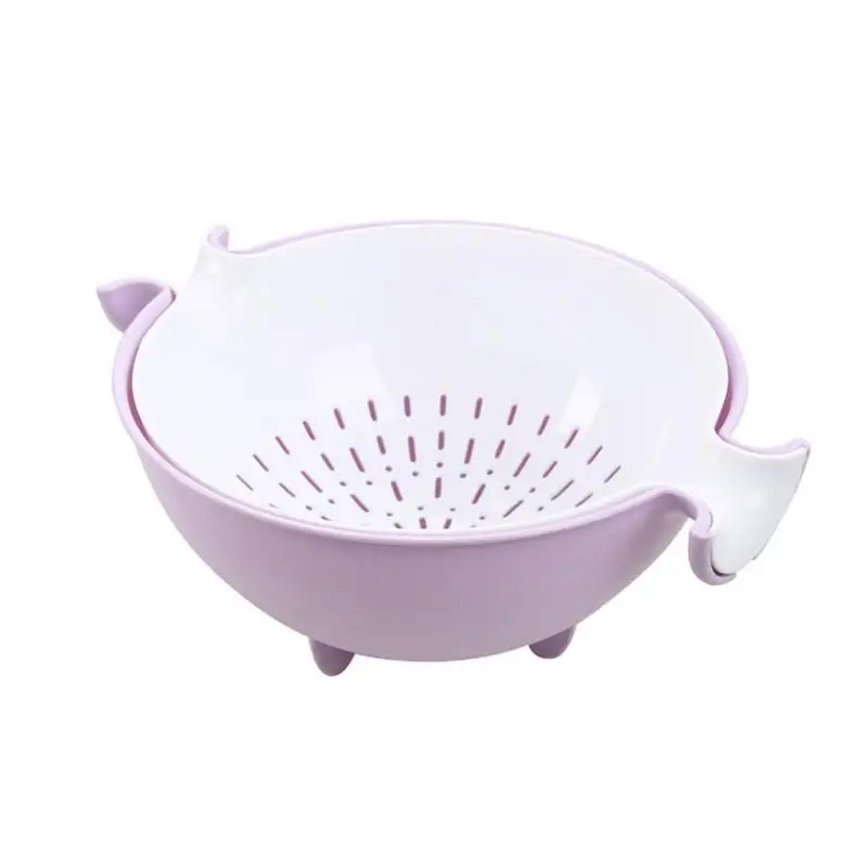 Purple Высокое качество модная двойная сливная корзина чаша для мытья кухонного сита лапша овощи фрукты подарок дропшиппинг - Цвет: Purple