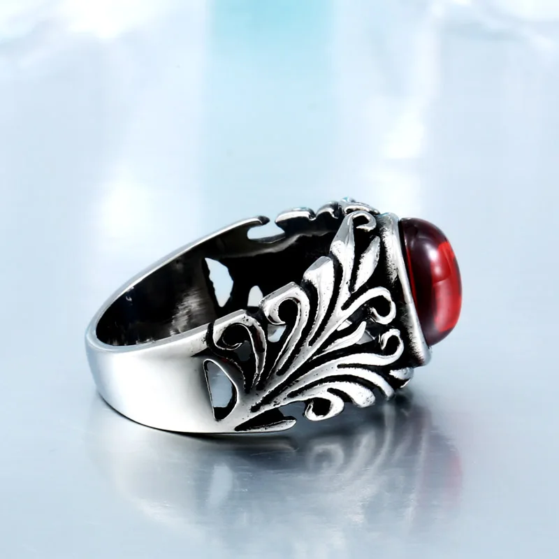 Beier 2018 Men's Fashion Jewelry Trendy Stainless Steel The Red With Stone Ring For man or woman BR8-251