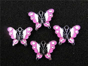 

AE729 Mix Color 20Pcs Alloy Metal Enamel Butterfly Charms Pendant 27x20mm