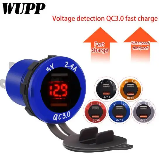 

WUPP QC 3.0 Power Adapter Car Quick Charger LED Voltmeter Indicator 5 V/ 3.4 A Dual port Aluminum Charging