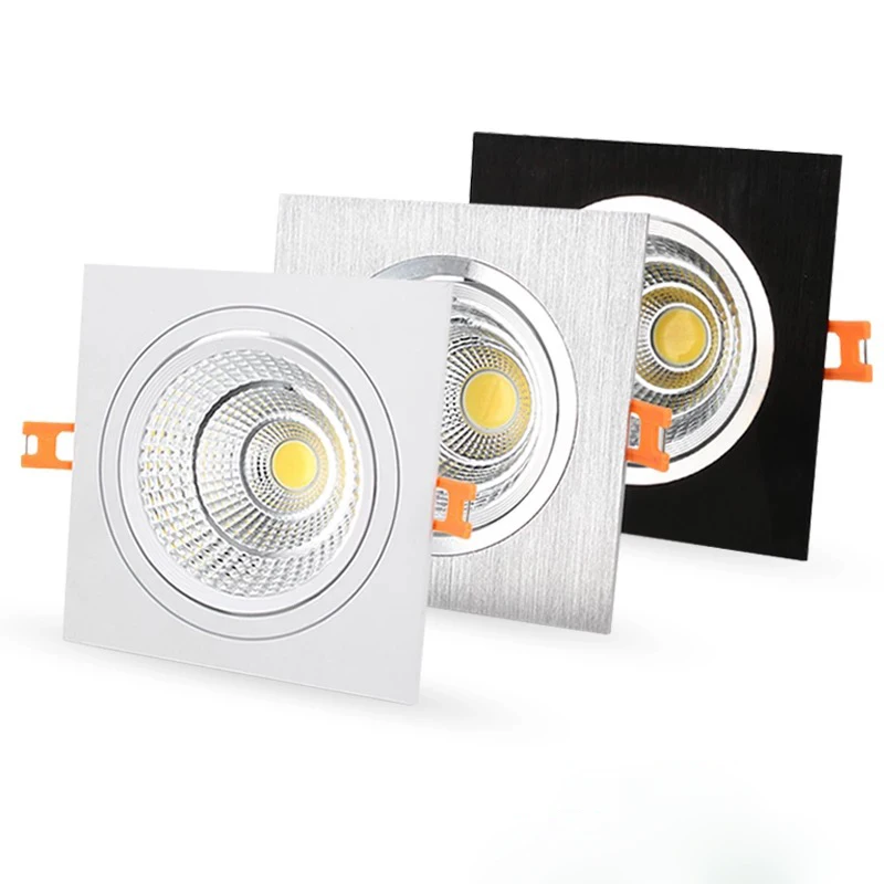 

Square Bright Recessed LED Dimmable Square Downlight COB 7W 9W 12W LED Spot light decoration Ceiling Lamp AC 110V 220V