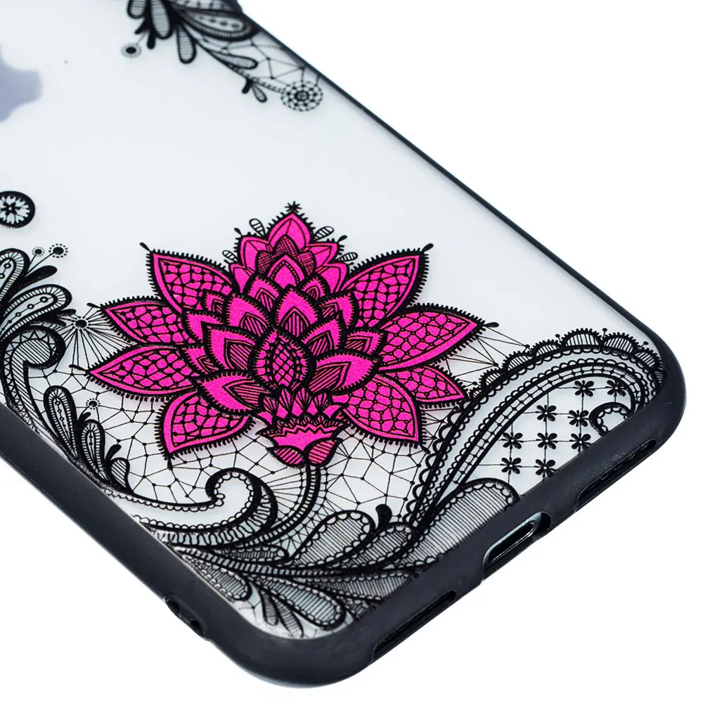 JONSNOW Floral Case for Apple iPhone 7 6 S 6S 8 Plus X Emboss Rose Lace Fashion Phone Protective Back Cover for iPhone 5 5S SE-9
