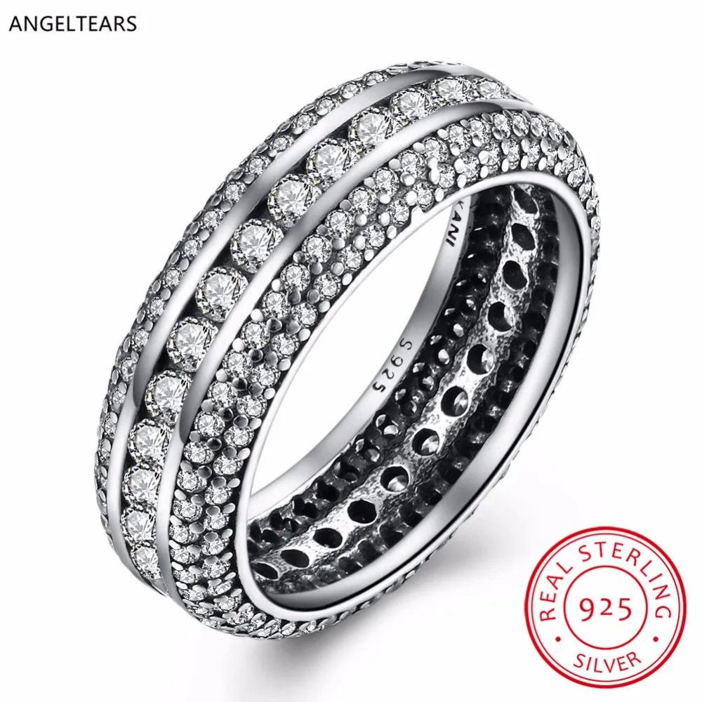 Hot Sale 925 Sterling Silver AAA Zircon Finger Ring Vintage Fine Wedding / Engagement Gift ...