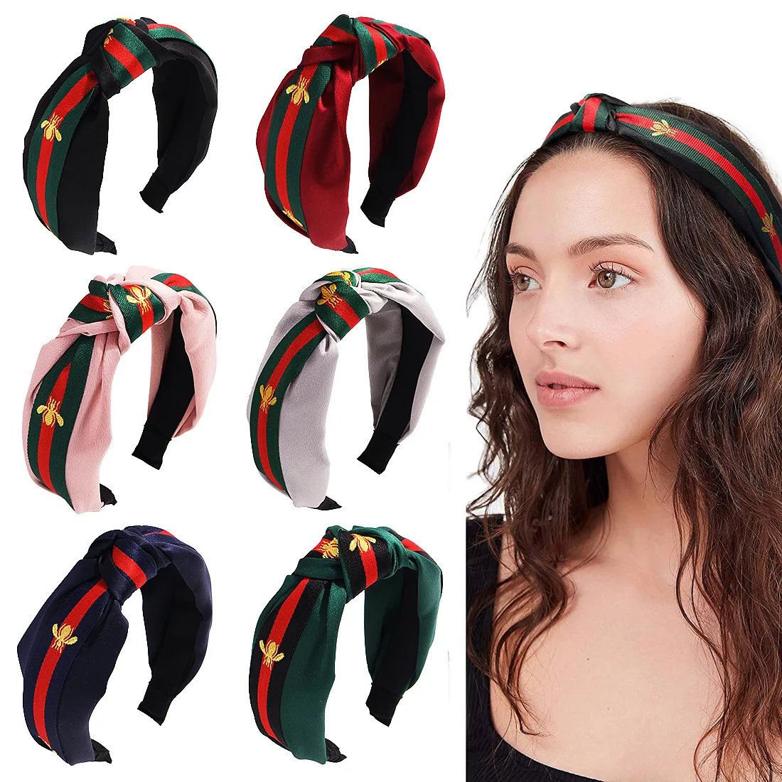

2019 New Winter Fur Headband for Women Fashion Turban Striped Hair Band Bee Pattern Print Hair Accessories Mickey Mouse Ears
