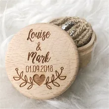 Деревенское деревянное кольцо шкатулка персонализированный держатель для обручального кольца коробка пользовательское имя и Дата коробка для свадебного подарка