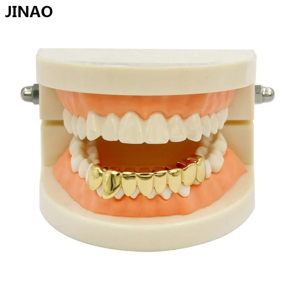 

JINAO Hip Hop Gold Teeth Grillz Bottom Grills Dental Mouth Punk Teeth Caps Cosplay Party Tooth Rapper Jewelry Gift