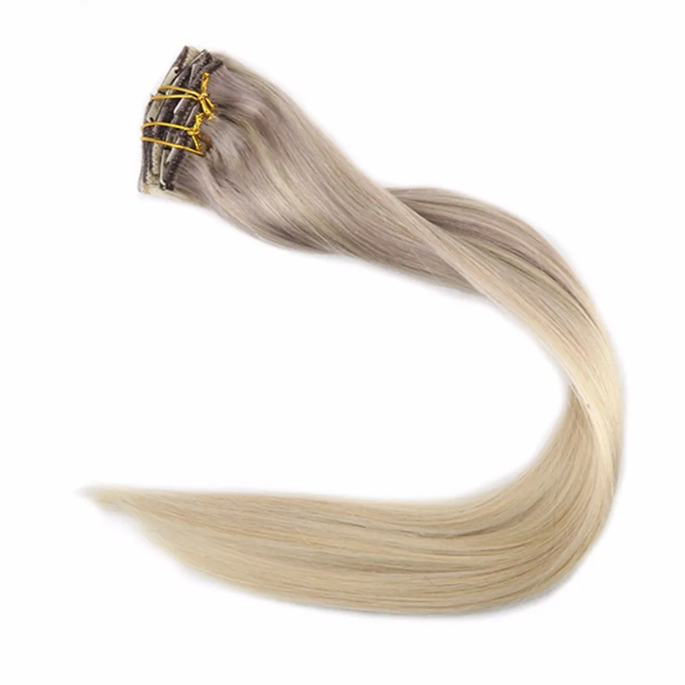 

Full Shine Clip In Extensions Balayage Ombre Color #18 Fading To 22 And 60 Nordic 7Pcs 50g Real Hair Clip Extensions Remy Hair