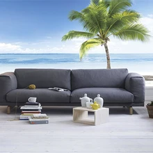 Пользовательские 3D печать DIY ткань и текстильные обои для стен матовый шелк для гостиной лес пляж облако с изображением неба и океана пальмовое дерево топ