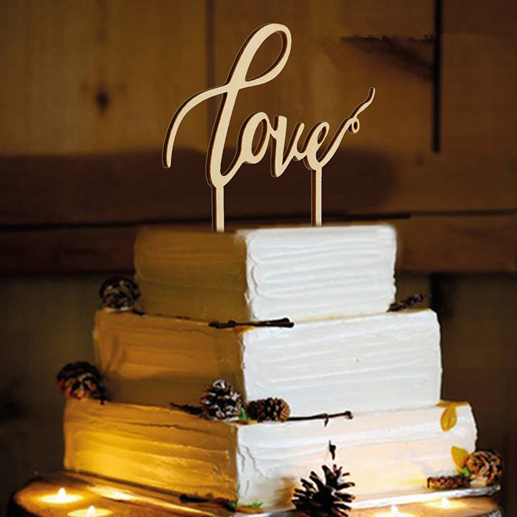 Деревянный свадебный торт поставки английские буквы любовь в форме свадебного торта топперы для тортов