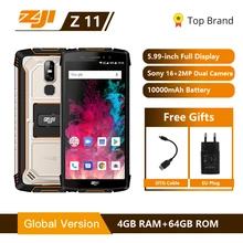 HOMTOM ZOJI Z11 IP68 Waterdicht Stofdicht 10000 mAh Smartphone 4 GB 64 GB Octa Core Mobiele Telefoon 5.99" 18:9 Gezicht ID 4G Mobiele Telefoon(China)