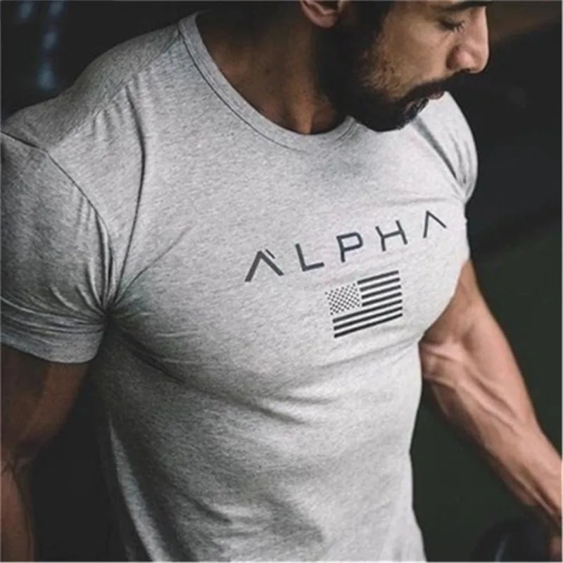 

2019 Cotton Gym Shirt Sport T Shirt Men Short Sleeve Running Shirt Men Workout Training Tees Fitness Top Sport T-shirt Rashgard