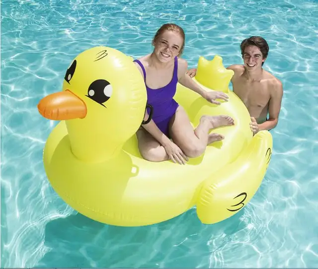 Summer Fun Island Play Thickening Safety Bestway 41106 Water Pool Summer Fun Island Play Thickening Safety Bestway 41106 Water Pool Seat Riding Toys Cute Yellow Duck Float With Handle Cup Holder