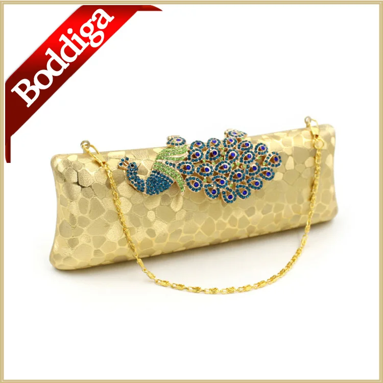 Luxury Bling Peacock Clutch Bag Clasp Gold Evening Bag Indian Wedding Bags Evening Clutch Bag