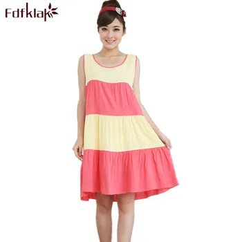 

Summer nightgown sleeveless cotton night dress women patchwork sleepwear nightdress female loose sexy nightwear nightshirt