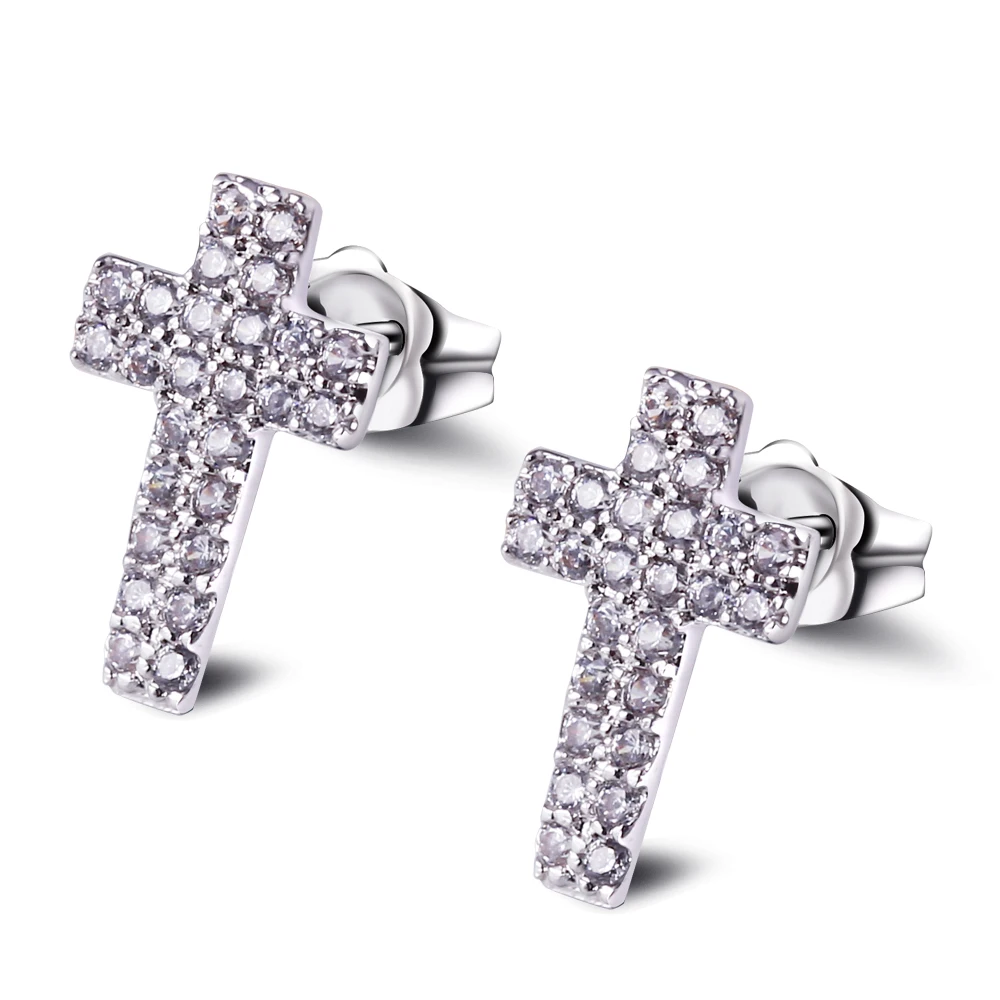 New arrivals cross Stud Earring fashion earrings for girls rhodium