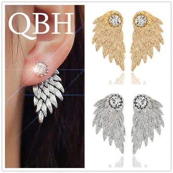 

Vintage Gothic 3D Angel Wing Punk Brincos Crystal Feather Stud Earrings for Women Fashion Ear Jewelry Pendientes