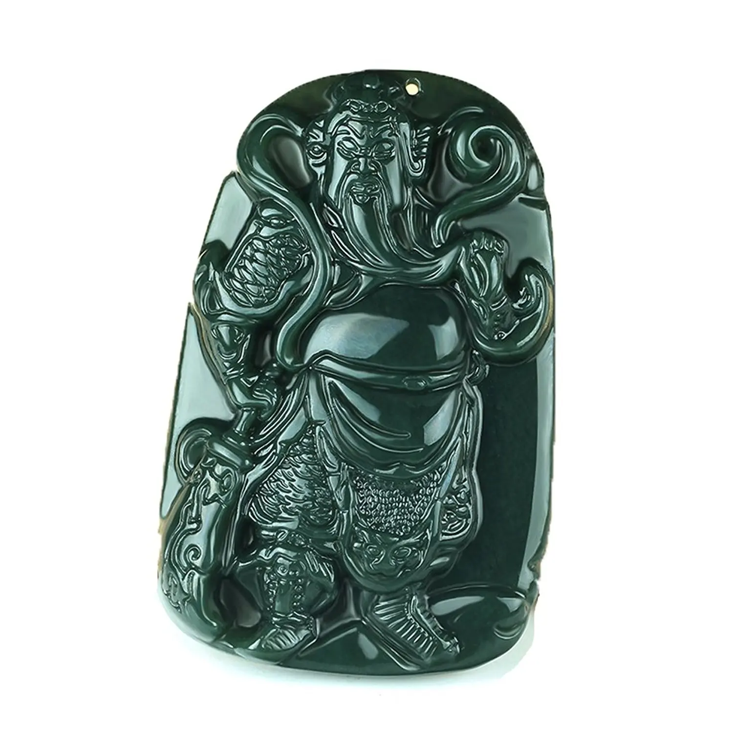 Koraba Fine Jewelry 100% натуральный резной зеленый нефрит Wu Бог богатства Гуань Юй восемнадцать Лохан Цепочки и ожерелья подвеска бесплатная