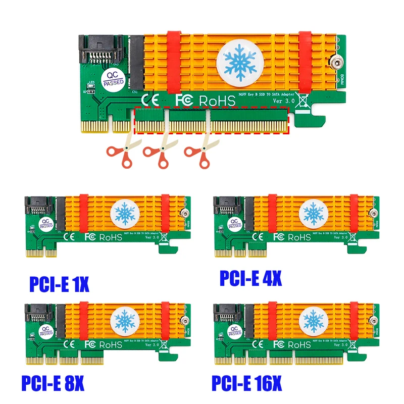 Переходник PCI Express на M.2 NGFF SSD сборщик SATA Bus M2 B Key PCIE слот радиатор кабель для 2230 2280