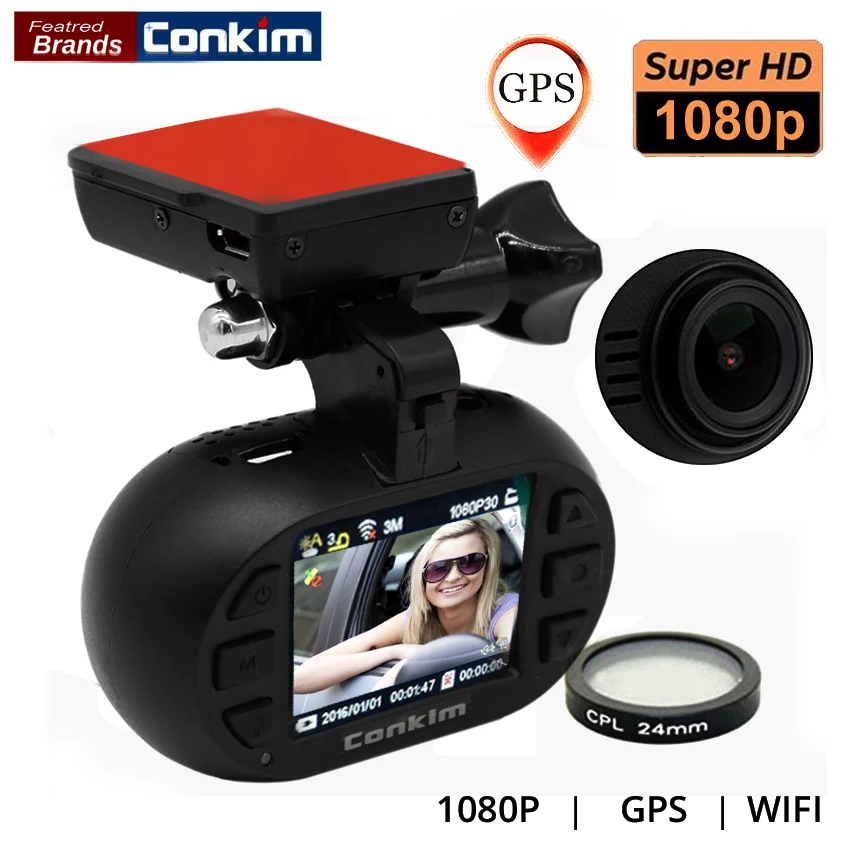 

Conkim Car DVR With GPS Wifi Camera Auto Registrator 1080P Full HD WDR Parking Guard Dashcam Novatek 96655 w/ CPL Mini 0903 Nano
