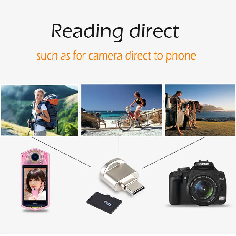 Portable Type C OTG Adapter Keychain Type C Micro SD Card Reader Converter OTG Adapter with 5