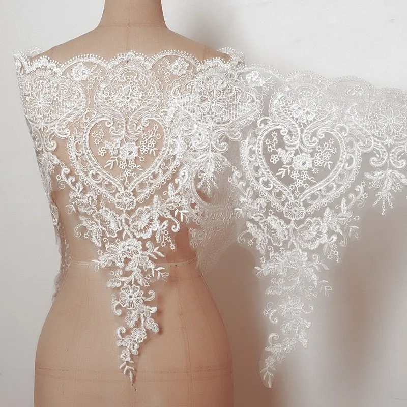 

3M/unilateral openwork flower eyelashes lace skirt long wedding dress home table curtain stitching jewelry accessories CA85