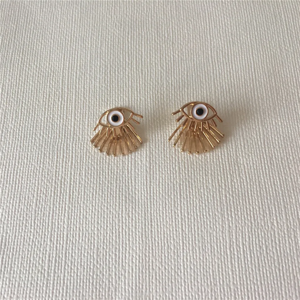 

CUTE EARRINGS GOLD COLOR PLATING EYE WITH EYELASH 2 WAY WEARING STUD EARRINGS FOR WOMEN GIRL