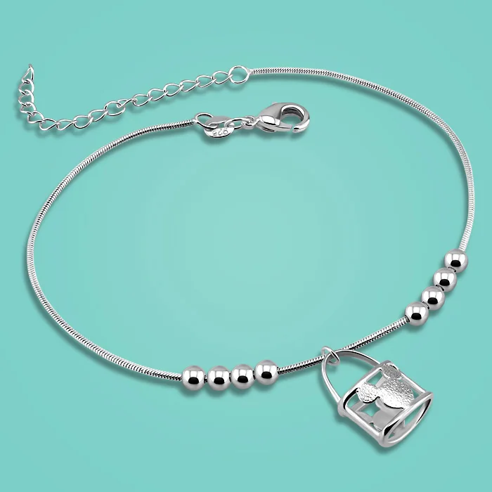 lady Solid silver anklets cute mickey pendant 925 sterling silver anklets summer women s Silver jewelry