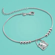 lady Solid silver anklets cute mickey pendant 925 sterling silver anklets summer women s Silver jewelry