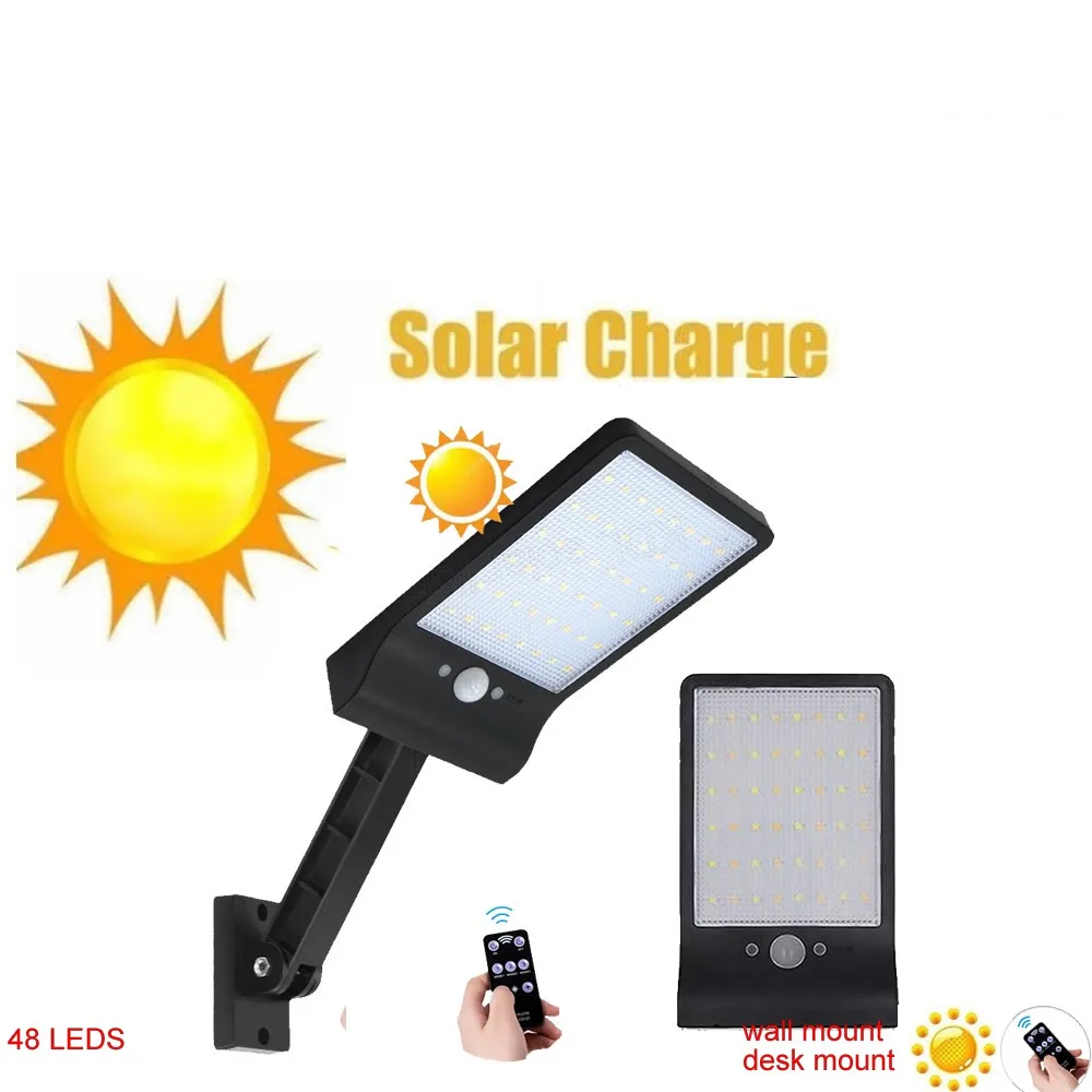 

remote control rotate bracket solar street light 48 LED Motion Sensor Light Solar Lights Lamp For Outdoor Garde spot light gear