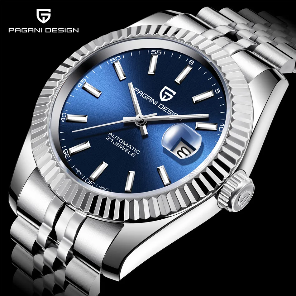 Мужские часы PAGANI дизайнерские брендовые Роскошные автоматические синие 100 м водонепроницаемые спортивные военные механические наручные часы Relogio Masculino