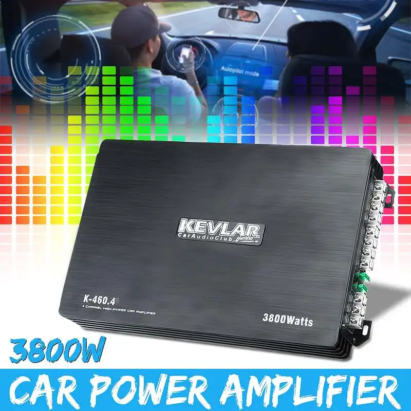 

12V 3800W 4 Channel Car Speaker Audio Stereo Power Amplifier Amp Aluminum 4Ohm