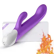 G Spot Dildo Heating Rabbit Vibrator For Women Rotation Vibrator Silicone Waterproof Vagina Clitoris Massager Sex Toys For Women