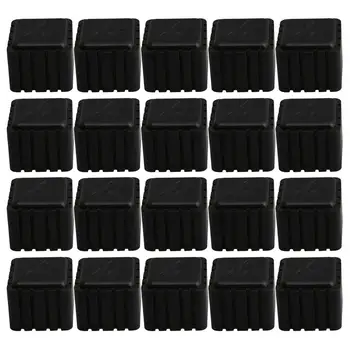 

20Pcs 20x20mm Inner Black Square Furniture Chair Table Leg Foot Rubber Covers Floor Protectors Cap