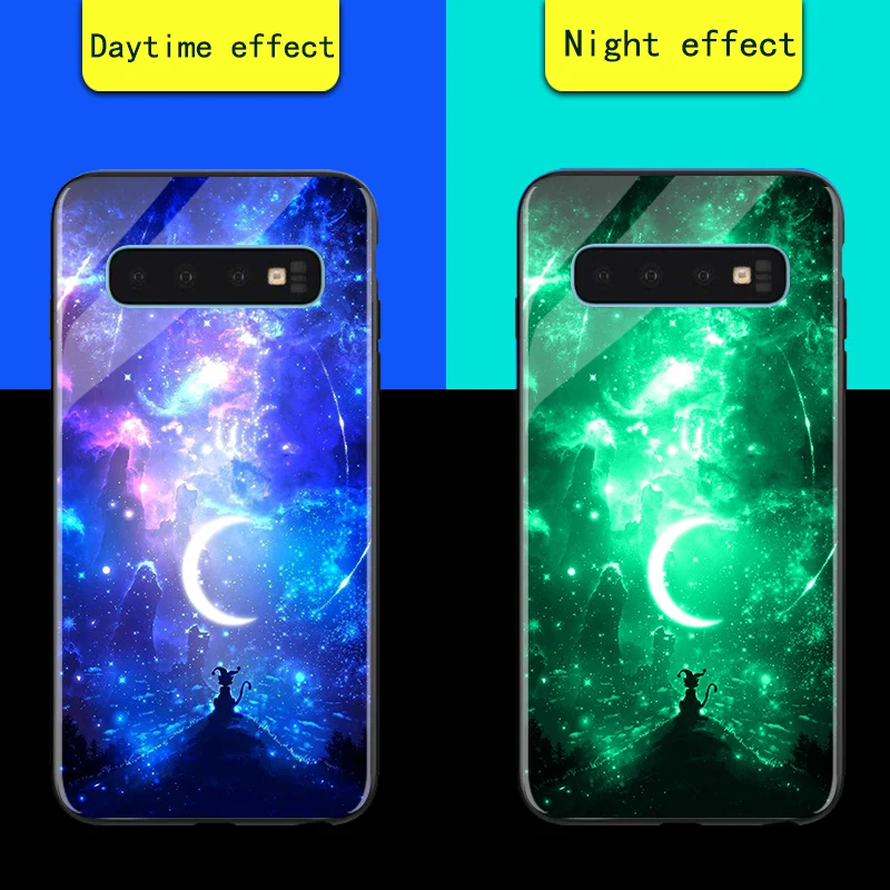 Роскошный чехол в виде светящегося стекла для samsung Galaxy S8 S9 S10 A7 A8 плюс Coque Рождественский чехол для samsung Note 8, 9 - Цвет: Yuanwang