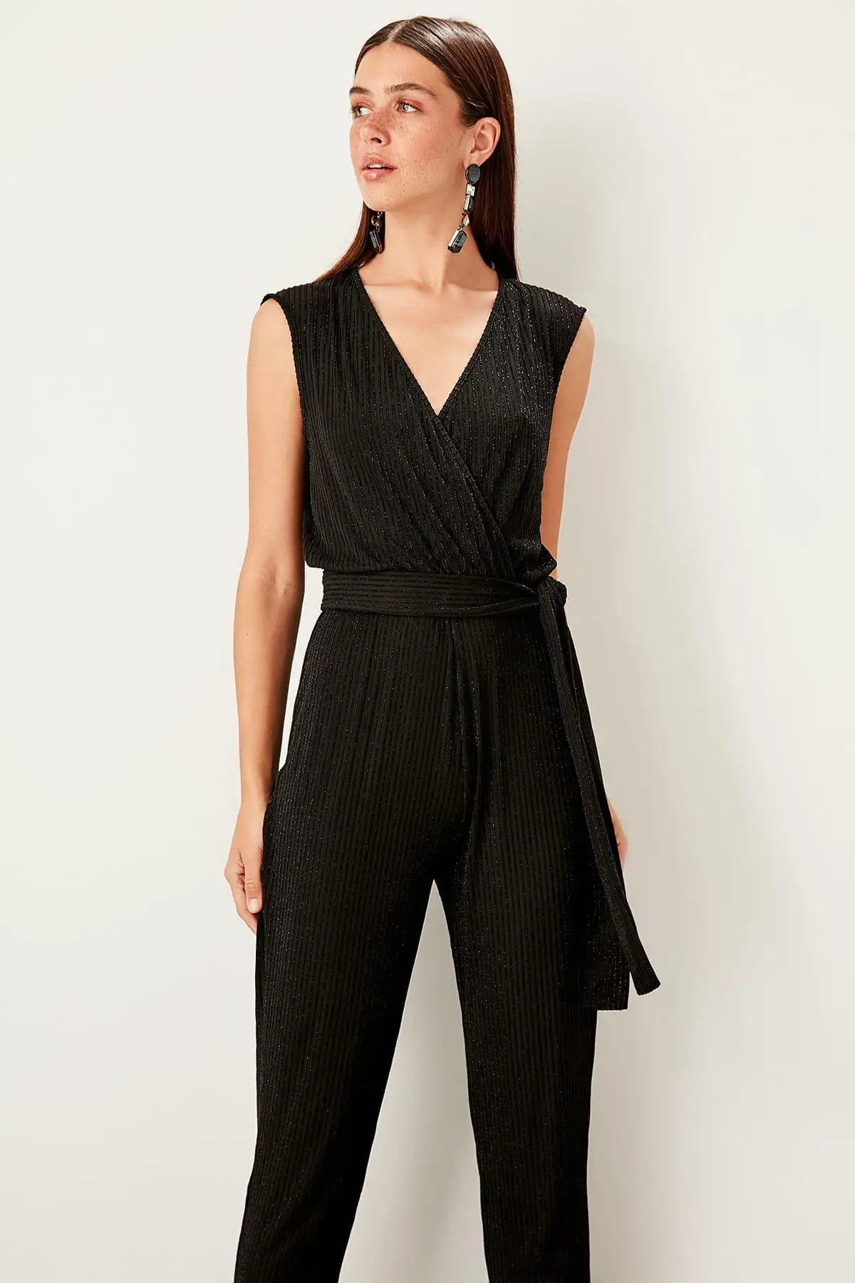 Trendyol черный комбинезон с поясом TPRSS19TU0008| |