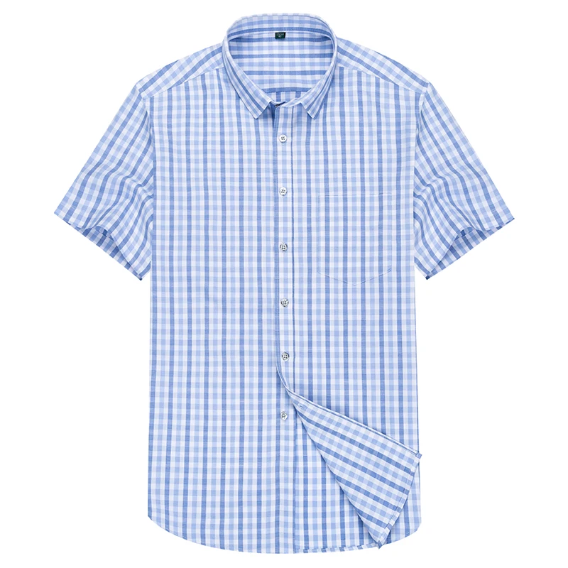 Новое поступление, брендовая мужская клетчатая рубашка, летнее приталенное платье, Повседневная рубашка с короткими рукавами, мужские рубашки