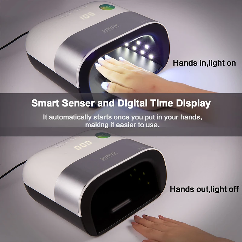 Comprar Secador de uñas SUNUV SUN3 inteligente 2,0 48W lámpara LED UV uña con memoria para temporizador inteligente pantalla digital temporizador máquina de secado de uñas