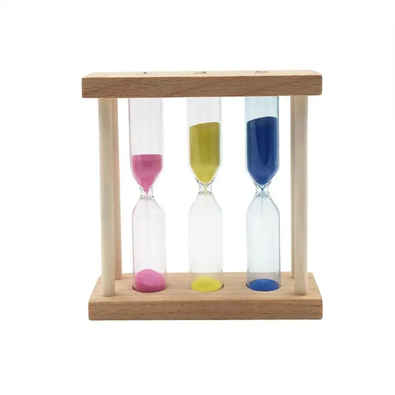 

1-3-5 Minutes Wood Frame Timer Clock Glass Sand Colorful Hourglass Sandglass Home Table Decoration