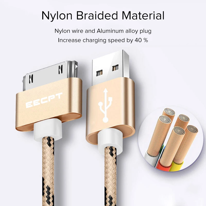 EECPT USB кабель для iPhone 4S 4 s 3GS зарядный кабель для синхронизации данных для iPad 1 2 3 iPod Nano iTouch 30 Pin зарядное устройство Шнур для передачи данных