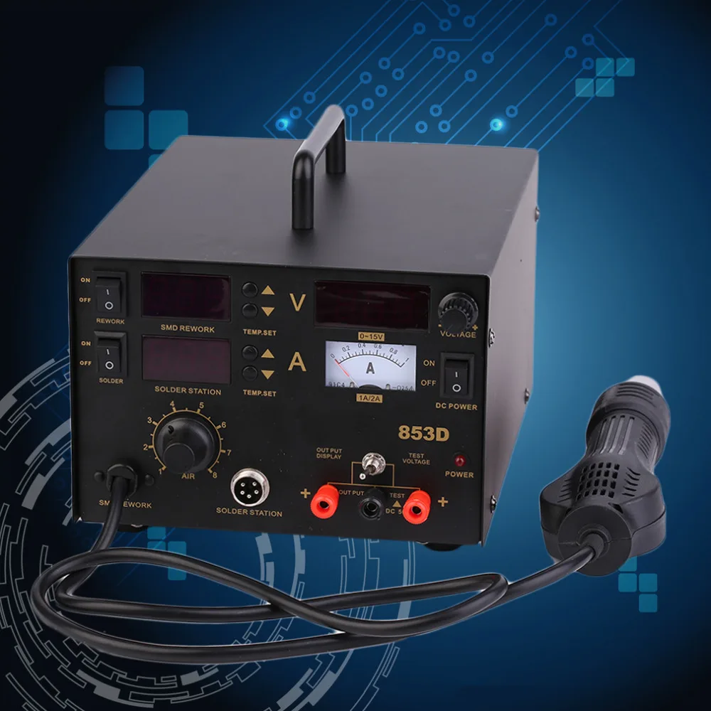 Профессиональный Прочный 3 в 1 853D SMD DC источник питания горячий воздух Железный