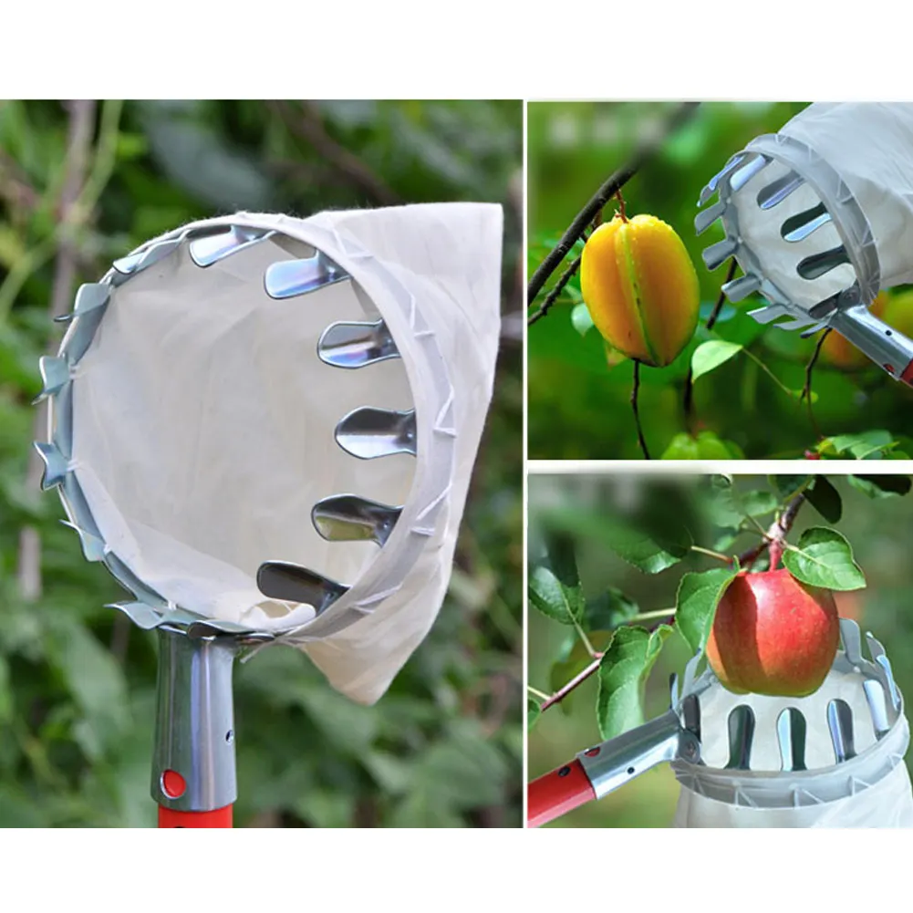 

New Garden Pruning Fruit Picker Basket Bag Gardening Apples Pear Peach Picking Tool High Trees Collection Gathering Hand Tools