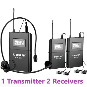 

High Quantity 1 Transmitter+2 Receivers Takstar WTG-500 Wireless Tour Guide System UHF frequency 6 selectable channels 100m