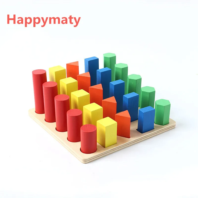 

Happy Wooden Geometric Ladder Building Block Baby Kids Toy Montessori Early Education Colorful Toys for Children Gift
