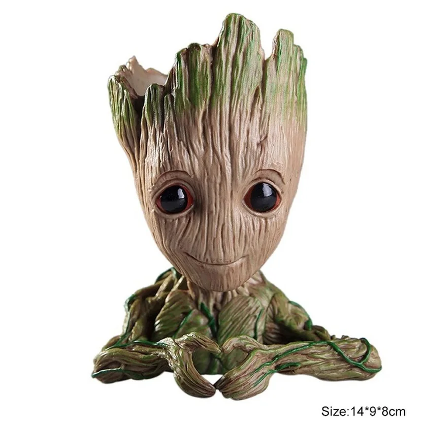 

14cm Baby Groot Flowerpot Pen Pot Holder Plants Flower Pot Cute Action Figures Toys for Kids Gift Desktop Decoration 2019