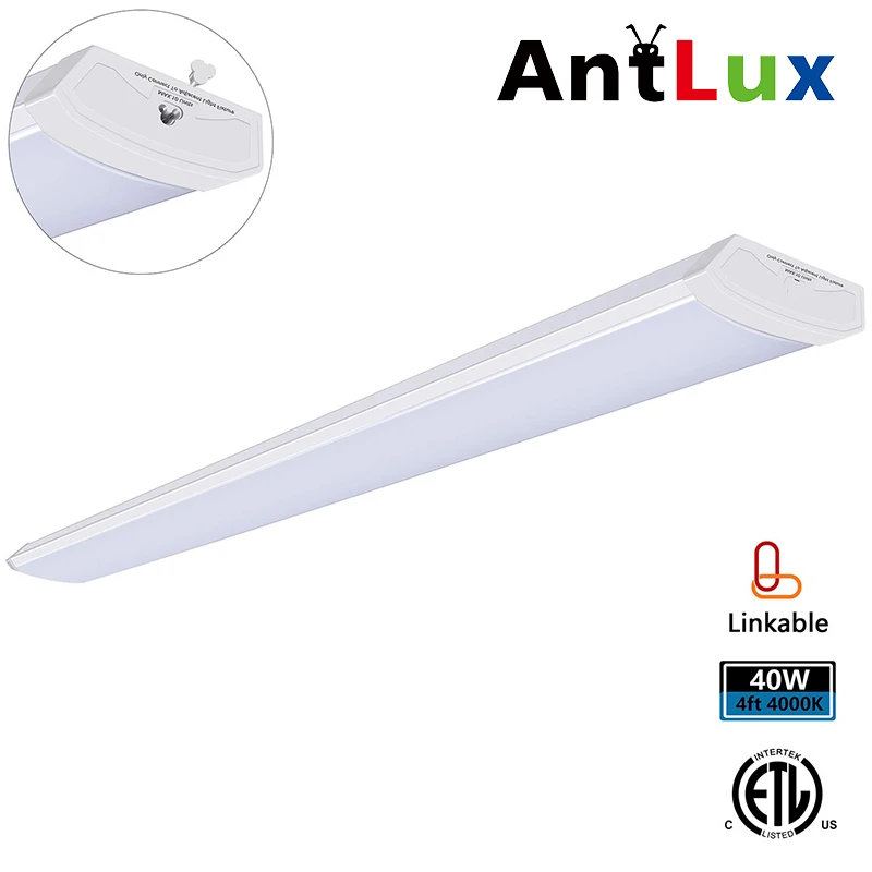 

AntLux 4’ LED Wraparound Lights Shop Light Linkable Mount Garage Linear Ceiling Lighting Fixture Fluorescent Tube Replacement