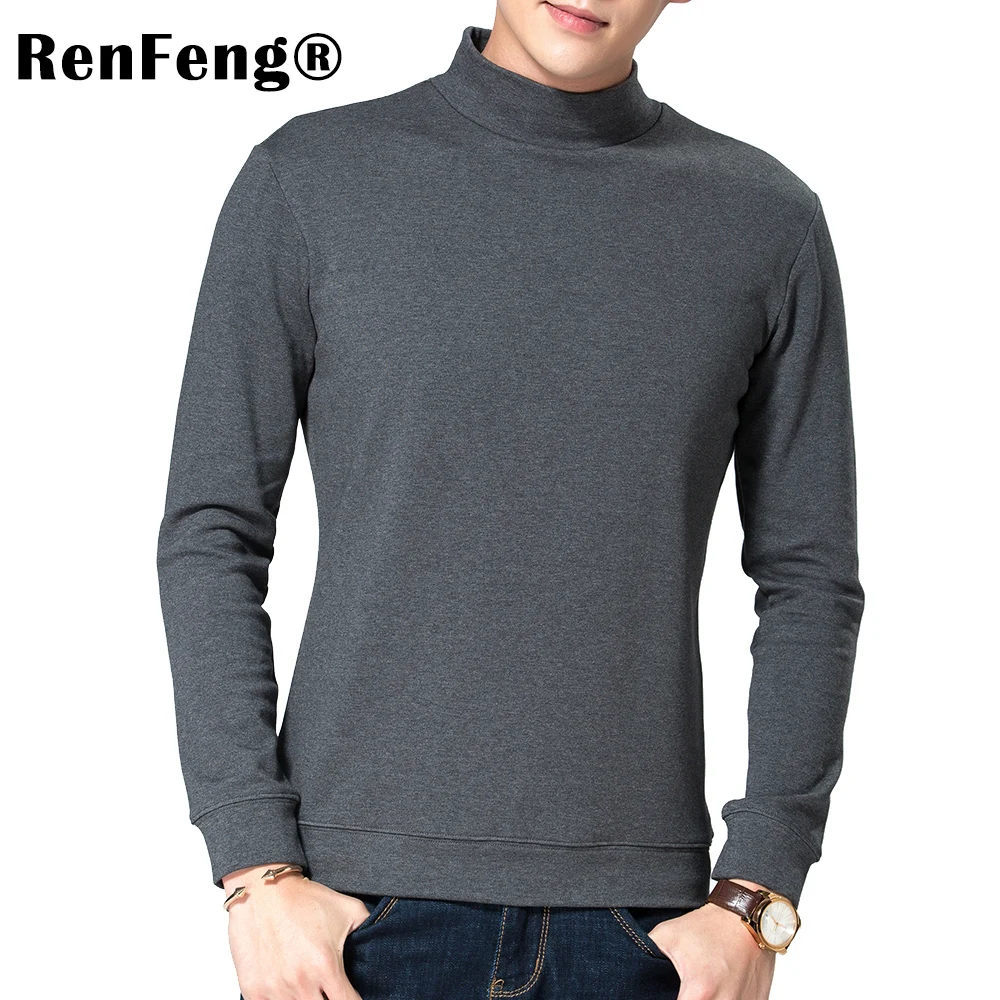 2018 Fashion Trend Autumn T Shirt Men Turtle Collar Long Sleeve T-Shirt Large Size Slim Fit Cotton Tops Tees Camisetas Male 3XL (5)