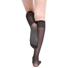 6 пар в партии, 40D, Женские Дышащие гольфы, смешанный хлопок, носки с подошвой, 40D, прозрачные, на весь день, выше колена, нейлоновые носки